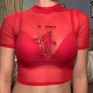 Sheer crop top El Diablo